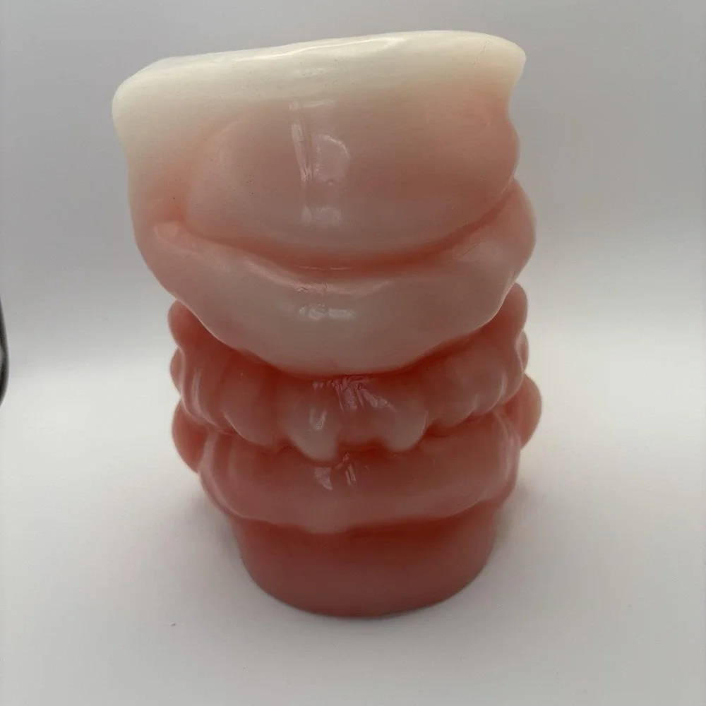 Large Vintage Santa Claus‎ Face & White Hat Christmas Red Pillar Candle 6 Inch